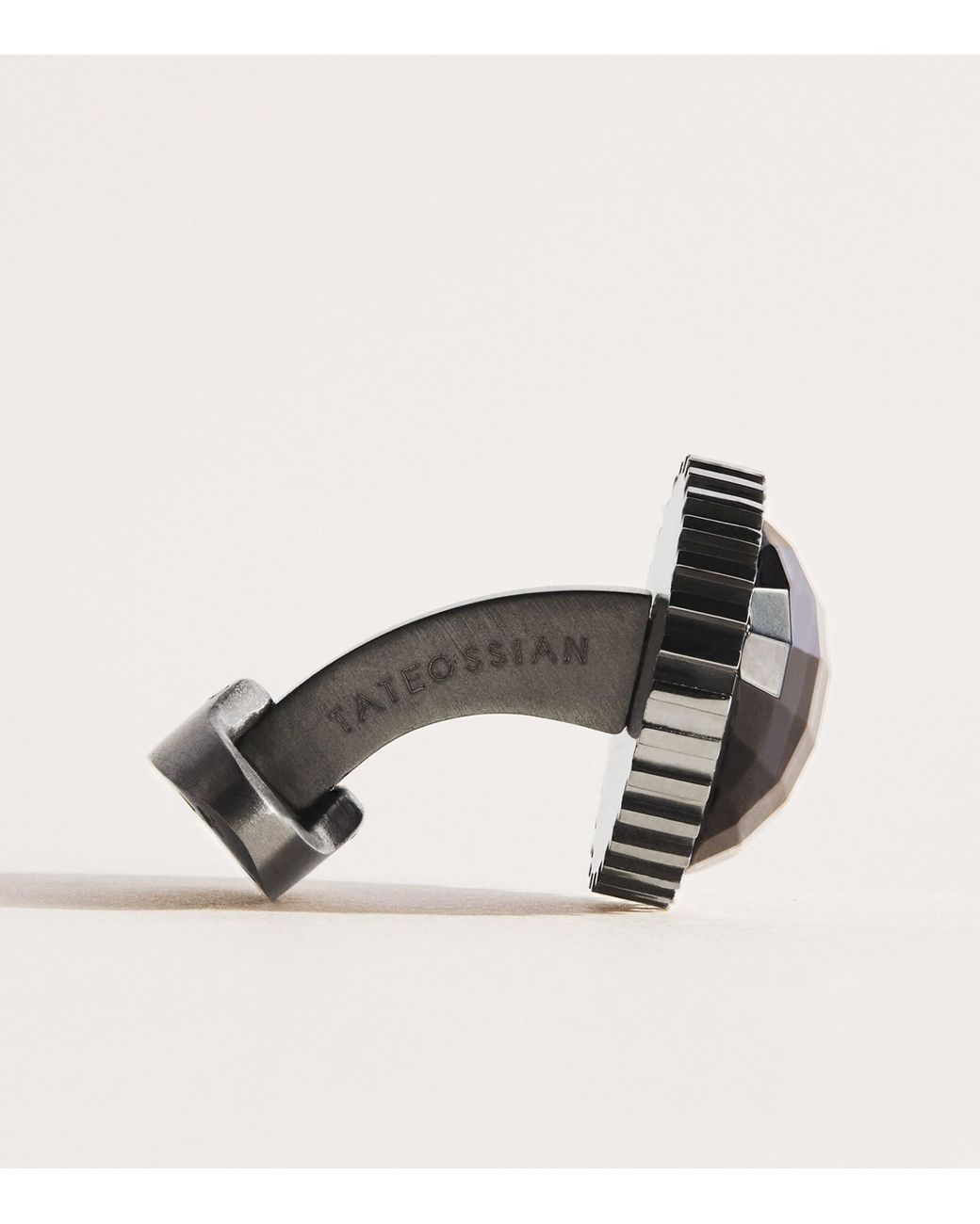 Tateossian Black Titanium And Mother-Of-Pearl Aurora Domed Gear Cufflinks for men