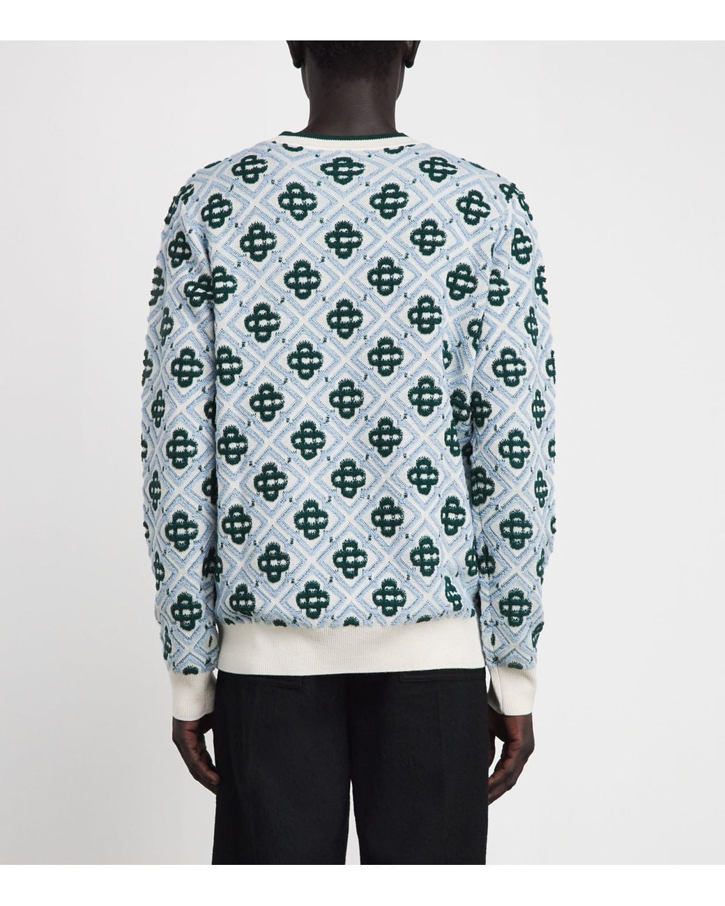 Casablanca Blue Wool Monogram Sweater for men