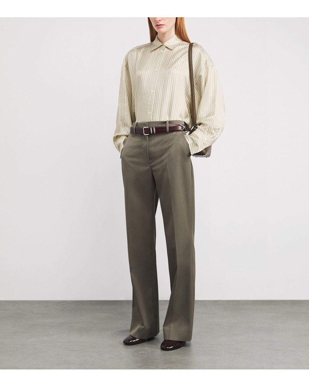 Totême  White Silk Oversized Stripe Shirt