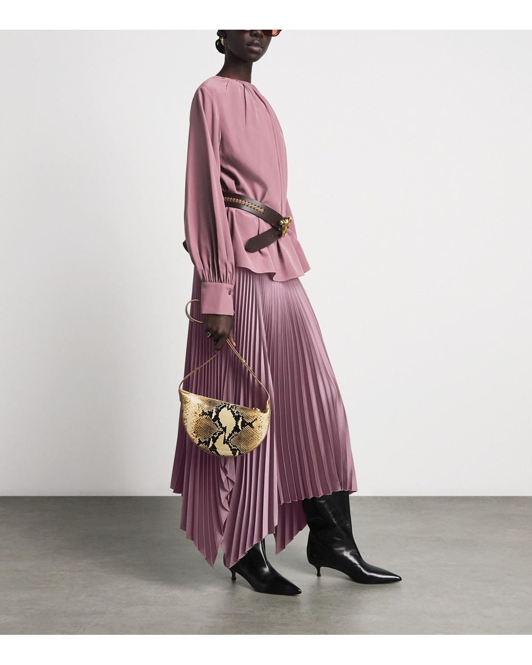 Joseph Purple Plissé Ade Midi Skirt