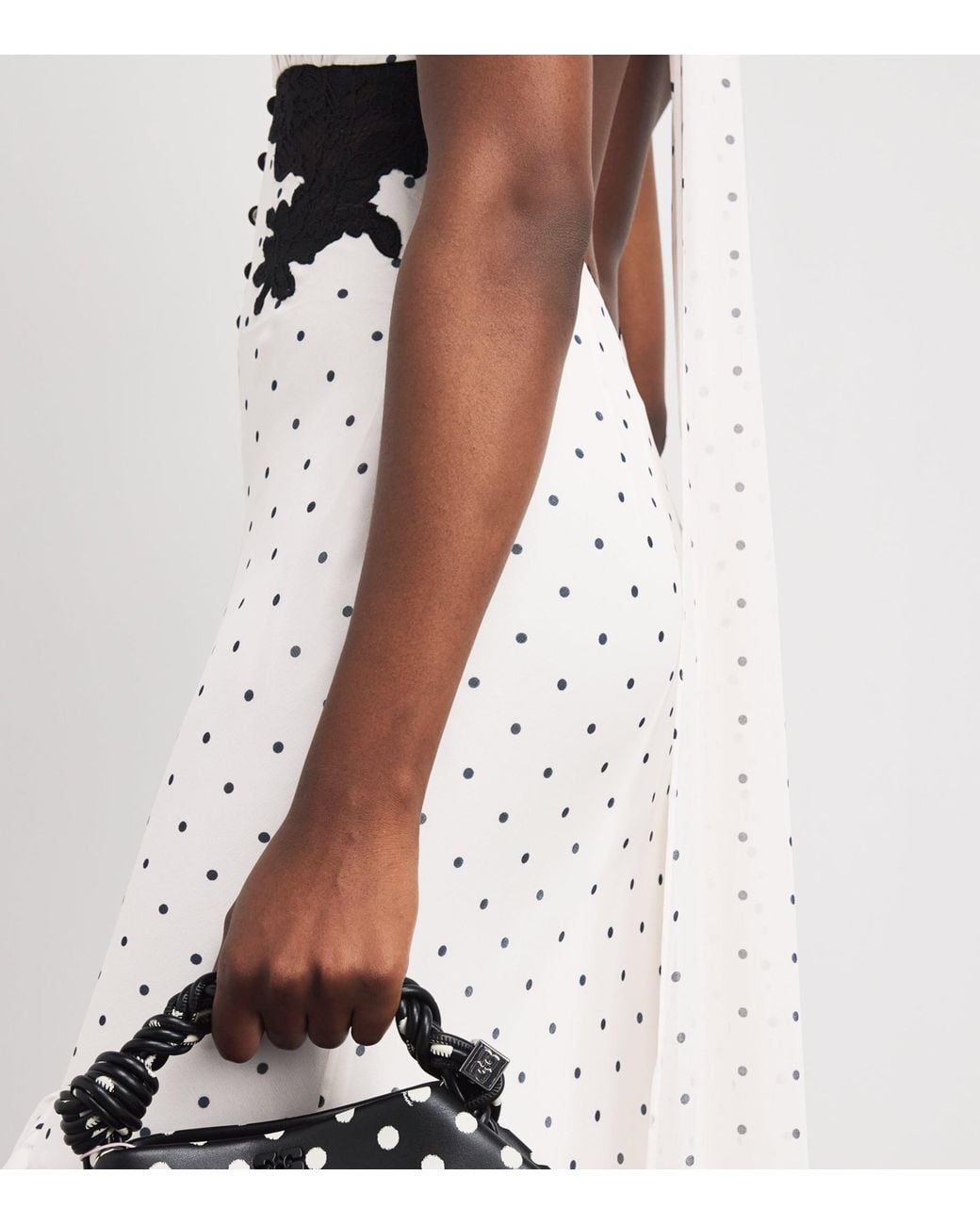 Self-Portrait White Polka-Dot Halterneck Midi Dress