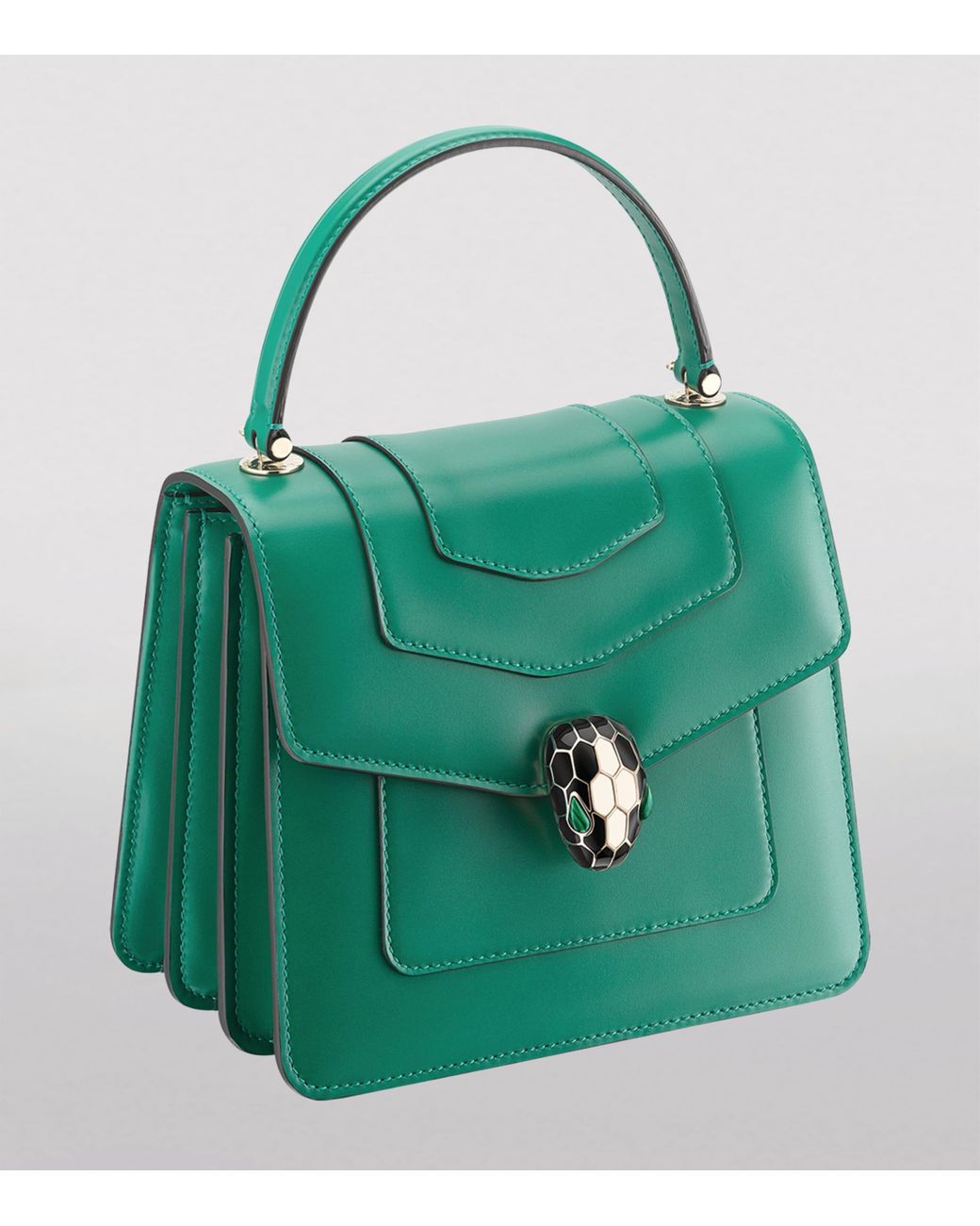 BVLGARI Green Leather Serpenti Forever Top-Handle Bag