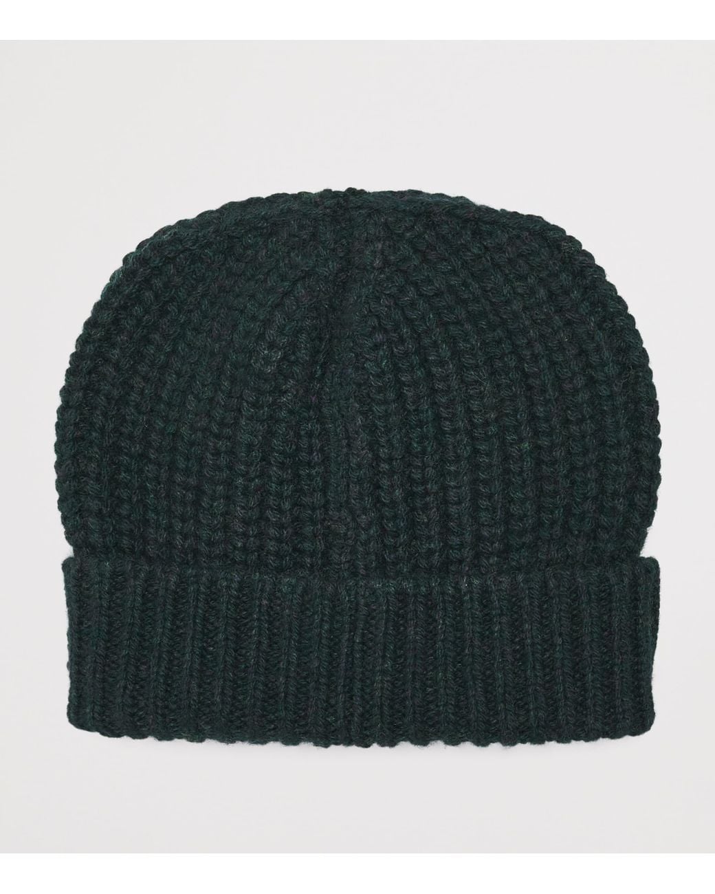Isaia Green Cashmere Rib-Knit Beanie for men