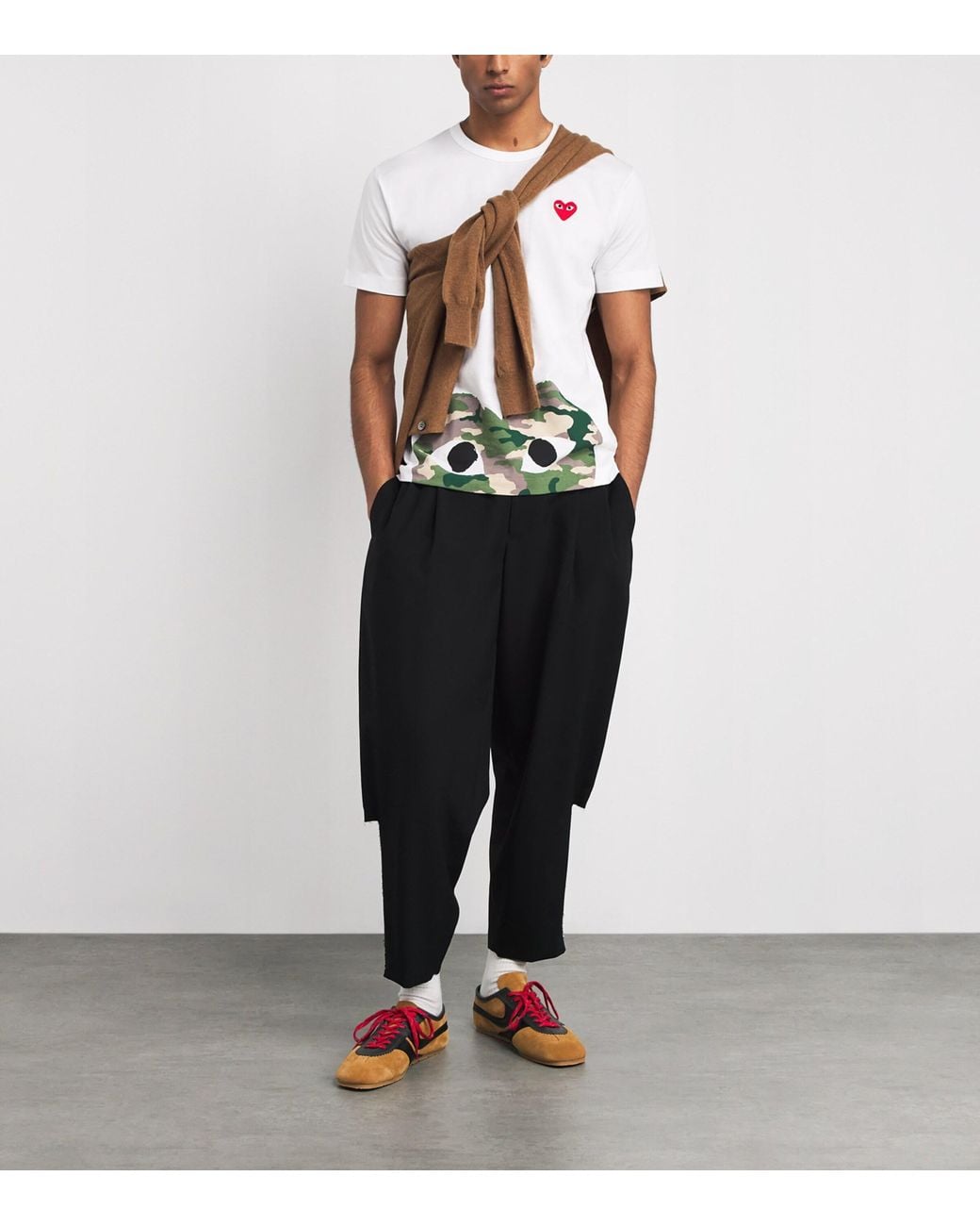 COMME DES GARÇONS PLAY White Camouflage Half Heart Logo T-Shirt for men