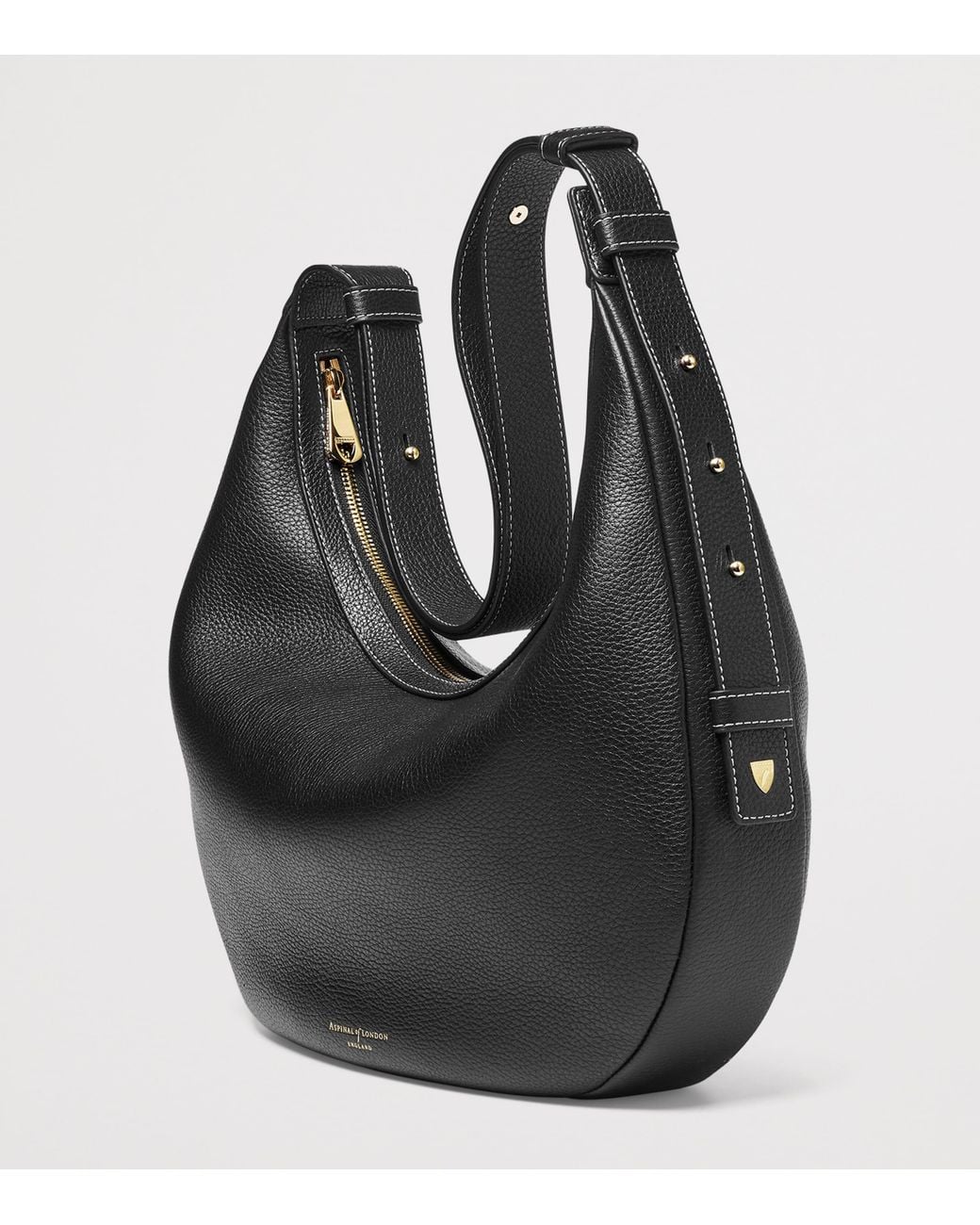 Aspinal Black Large Soho Crescent Cross-Body Bag
