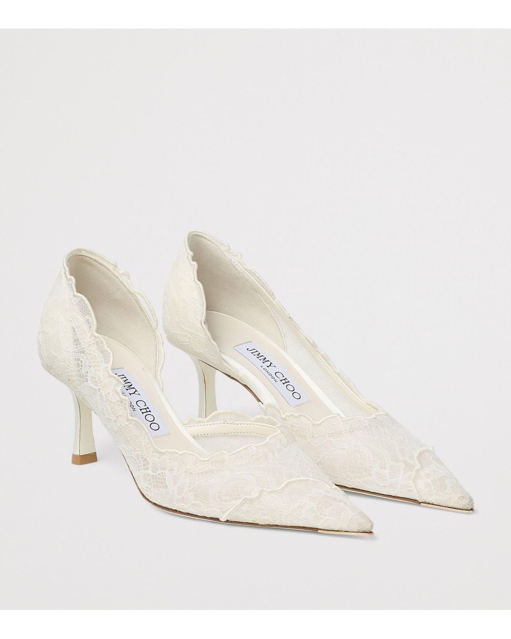 Jimmy Choo White Faiz 95 Lace Heeled Pumps