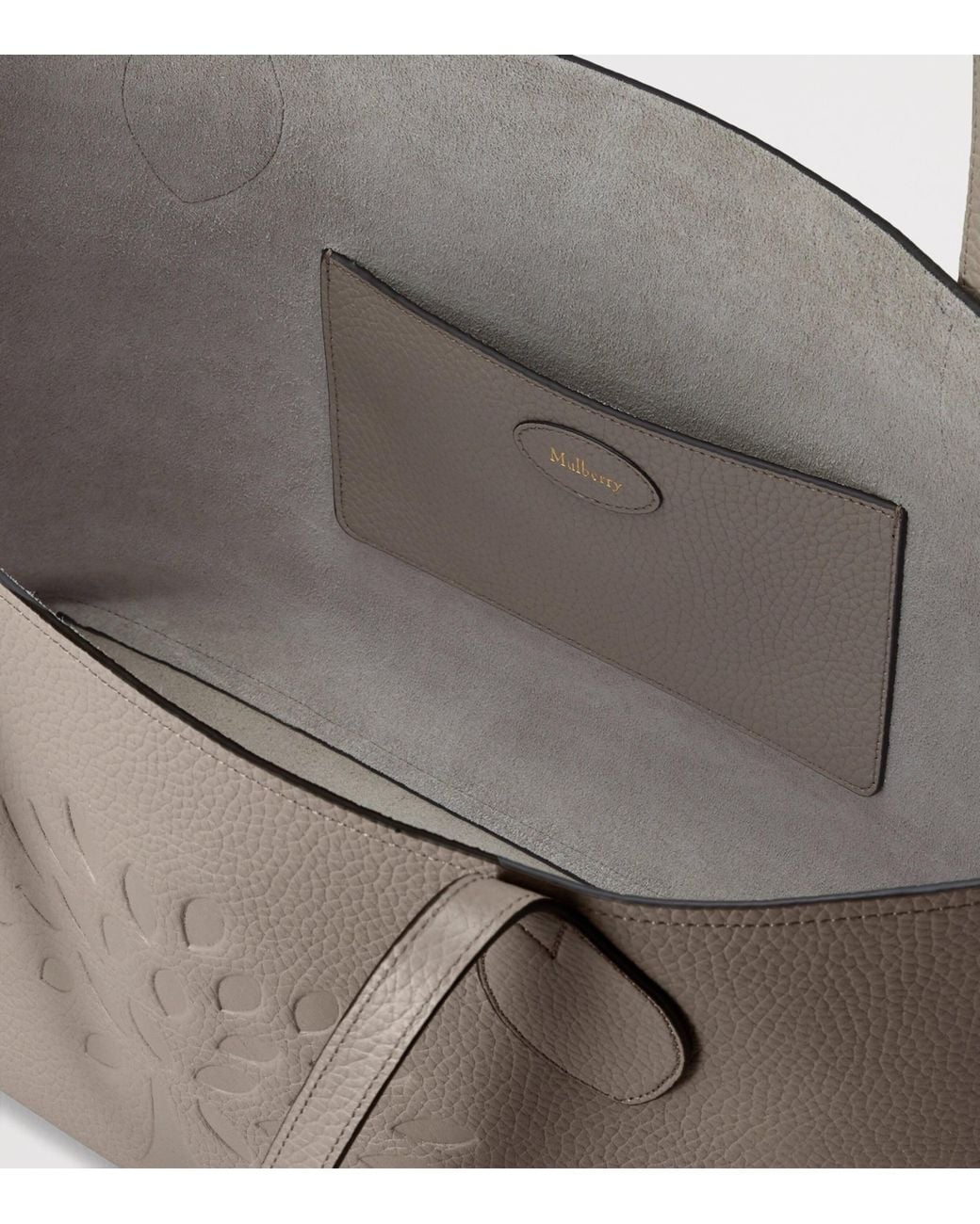 Mulberry Gray Leather Tree Tote Bag