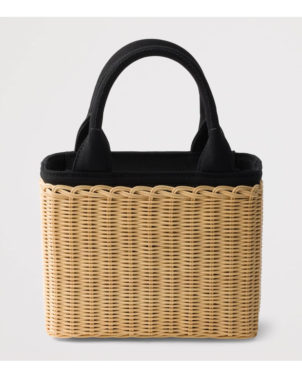 Prada Black Small Wicker Top-Handle Bag