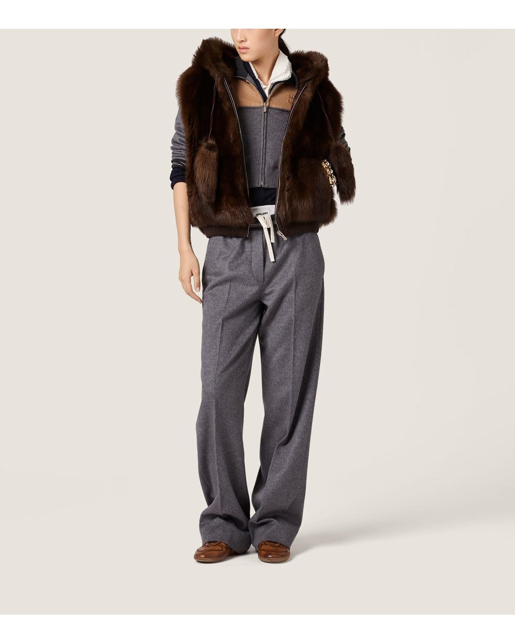 Miu Miu Black Shearling Hooded Gilet