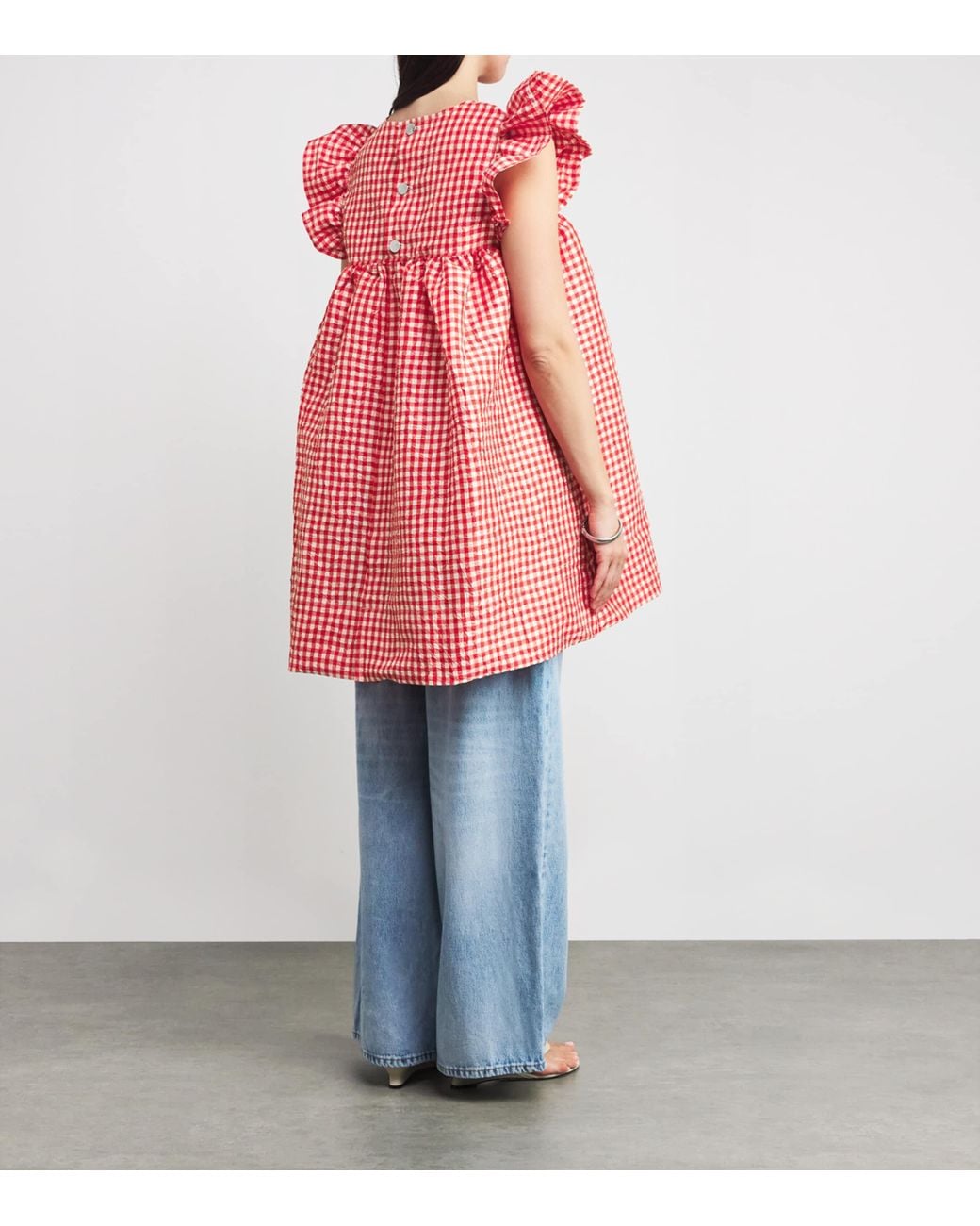 ganni red check dress Ganni + Ganni Seersucker Check Maxi Dress