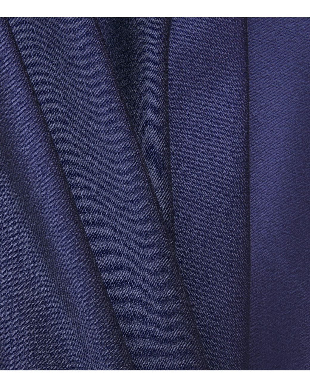 Bocan Blue Satin Lace-Trim Sonya Slip Dress