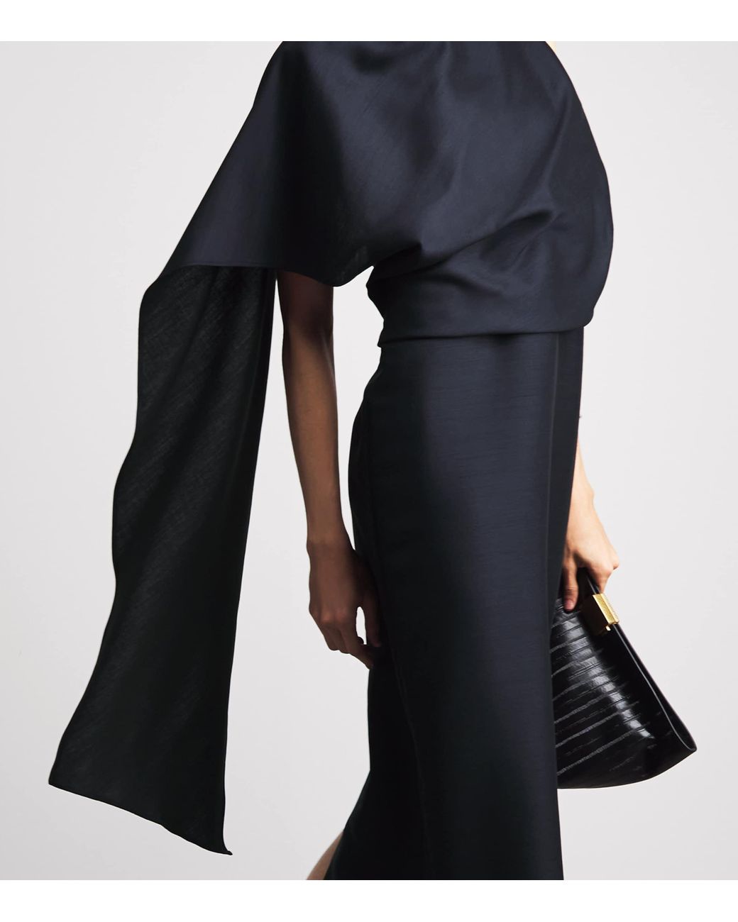 Rohe Black Draped Open-Back Maxi Dress