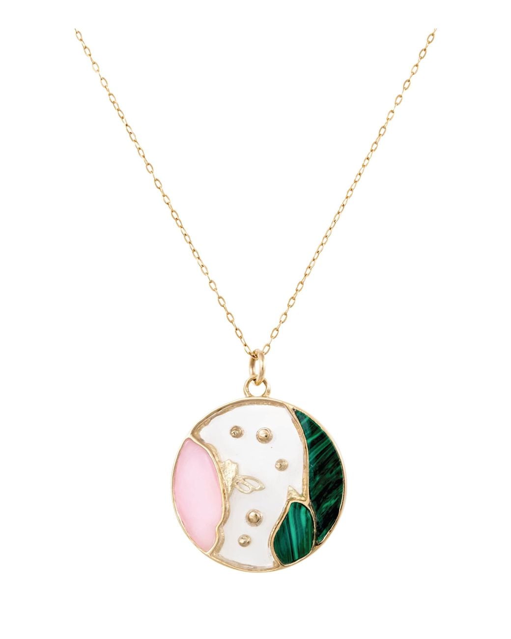 L'Atelier Nawbar Metallic And Diamond Love Spring Pendant Necklace