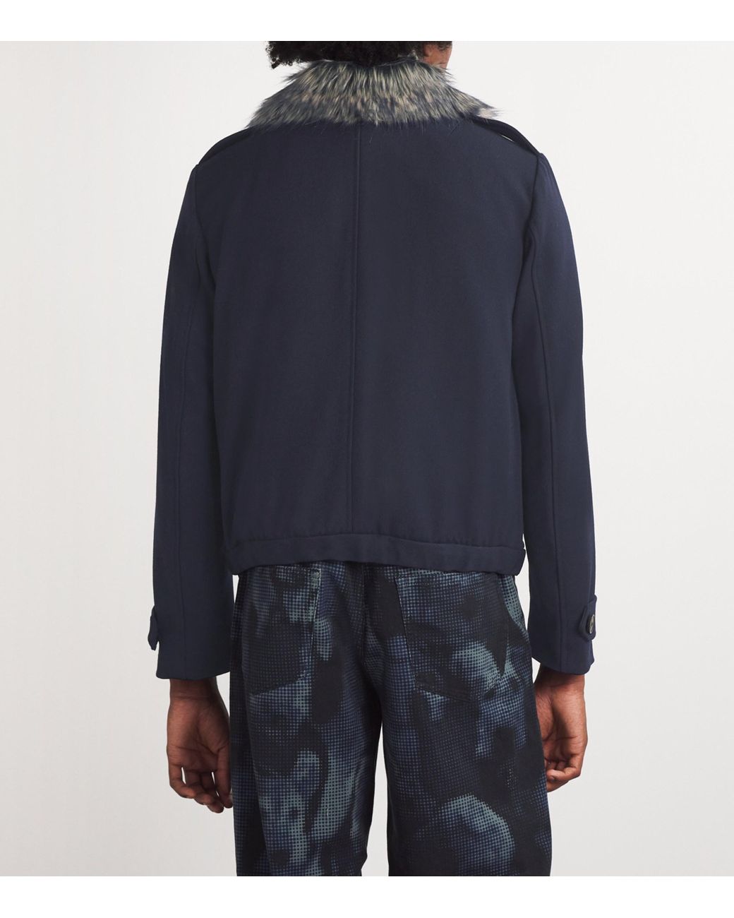 Dries Van Noten Faux Fur-Collar Verona Bomber Jacket in Blue for