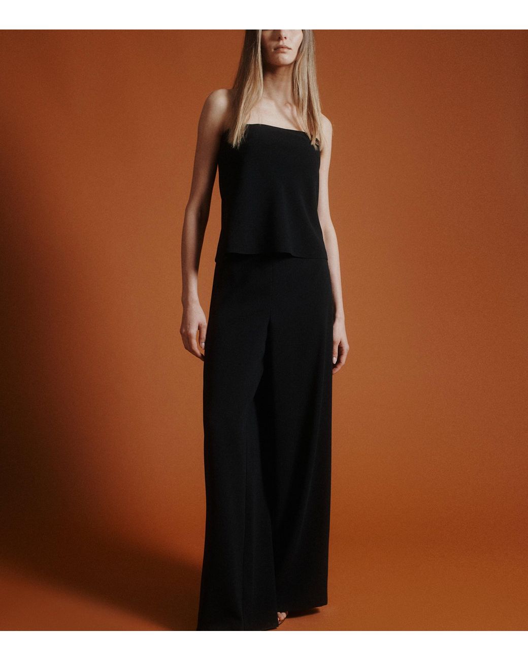 Marella Black Envers Satin Wide-Leg Trousers