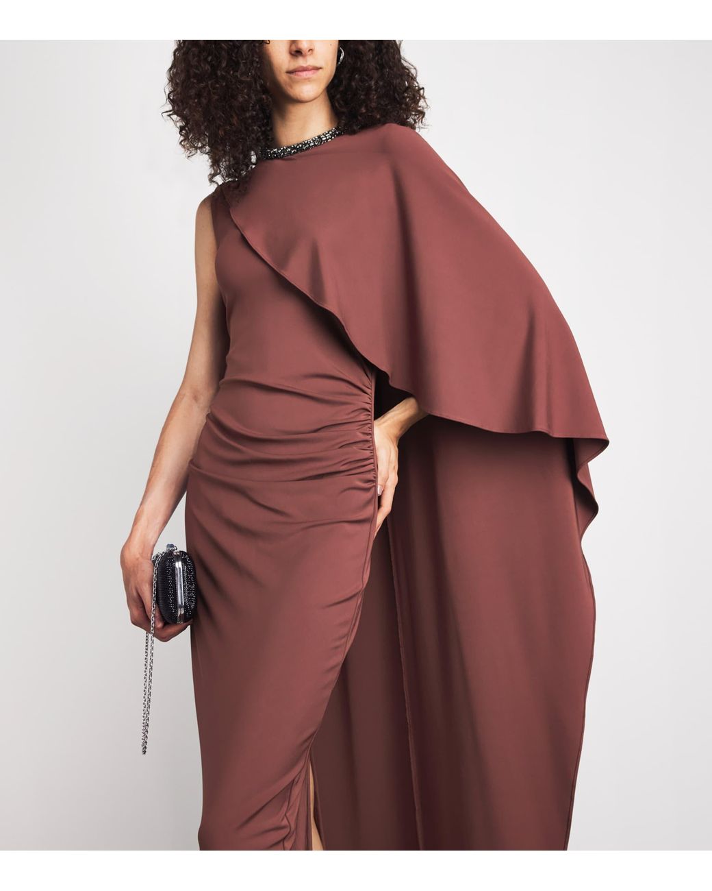 Roland Mouret Red Jersey Crystal-Embellished Column Dress