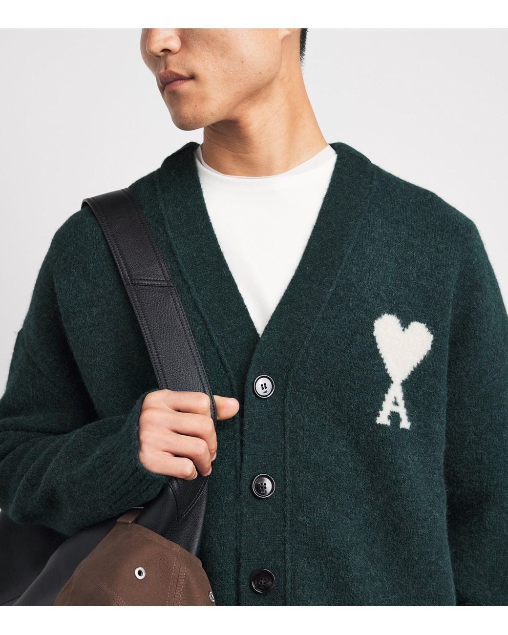 AMI Green Ami De Coeur Cardigan for men