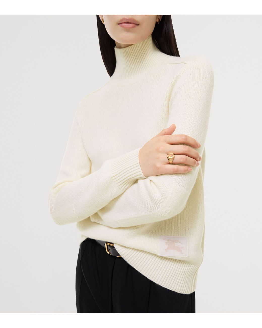 Burberry White Cashmere High-Neck Sweater