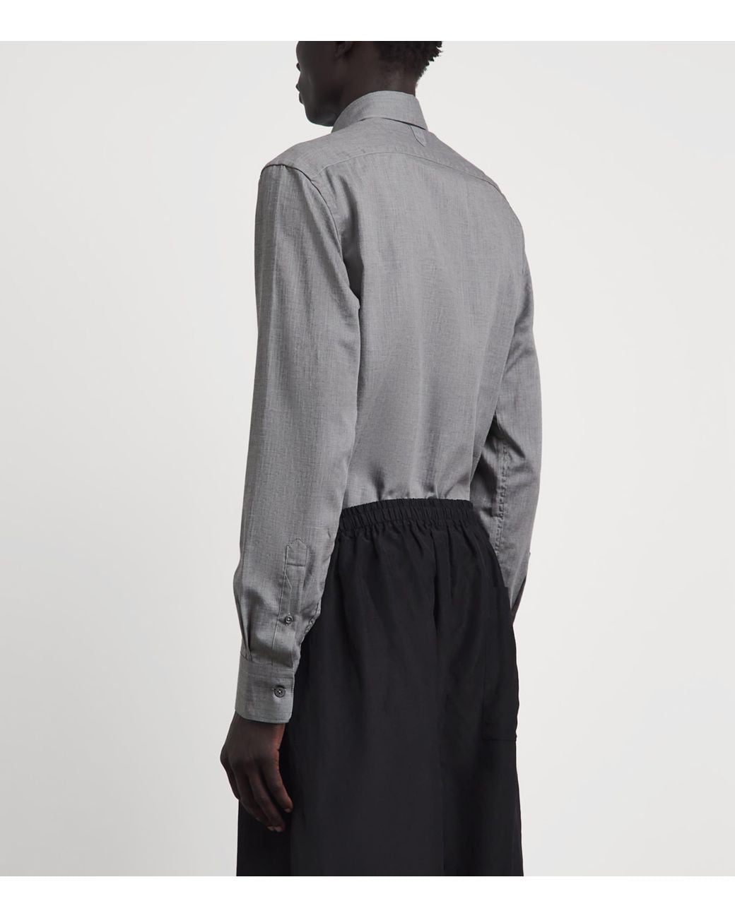 Canali Gray Cotton Herringbone Shirt for men