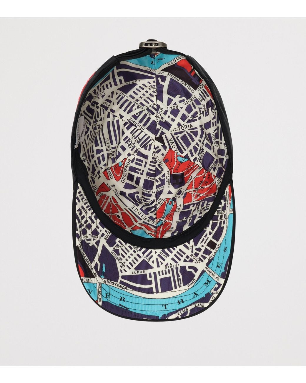Burberry Black Nylon London Map Baseball Cap for men