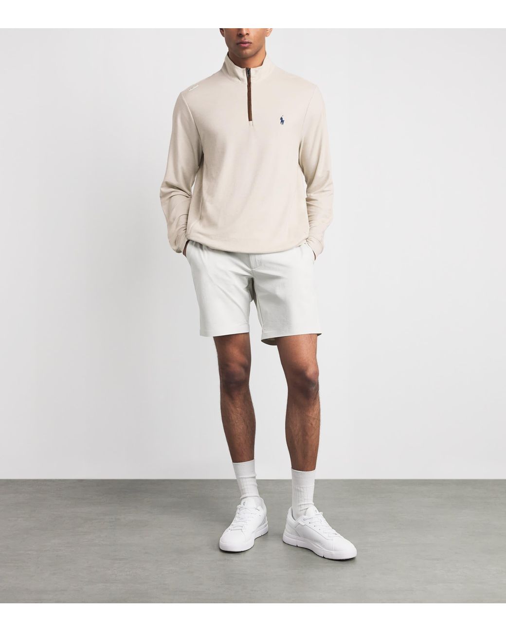 Ralph Lauren White Cotton-Blend Quarter-Zip Sweater for men