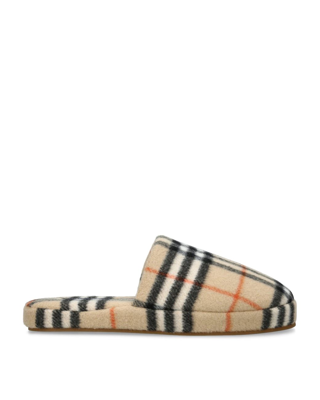Burberry Natural Wool-Blend Check Slippers