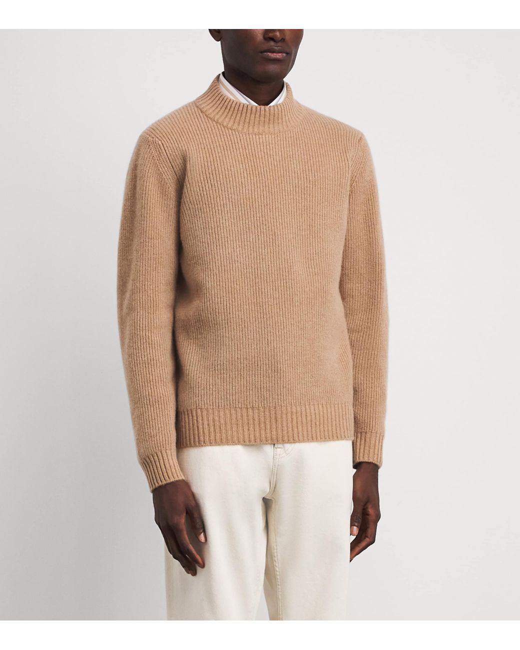 FIORONI CASHMERE Brown Cashmere Ribbed Sweater for men