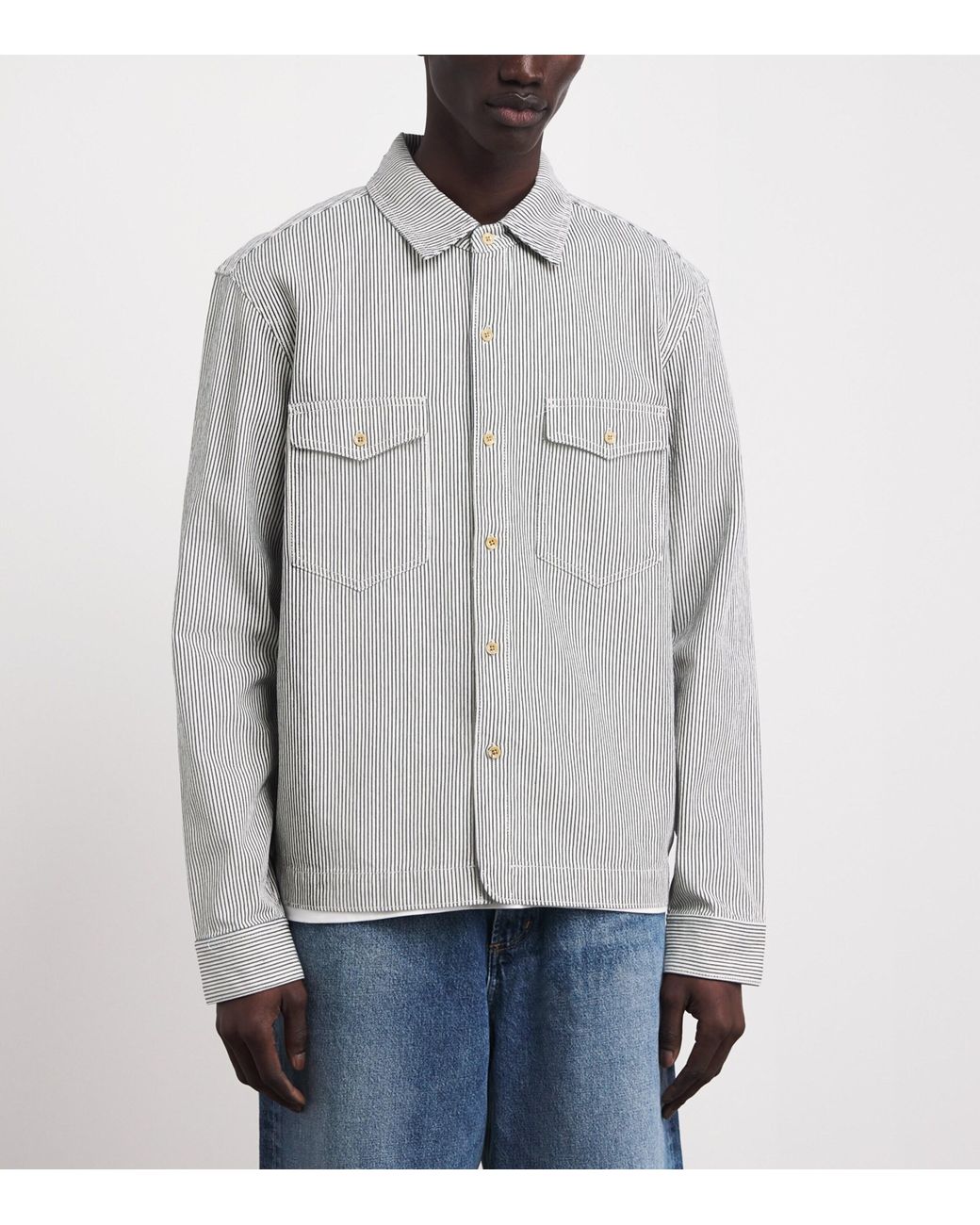 PAIGE Gray Stripe Rinzi Denim Shirt for men