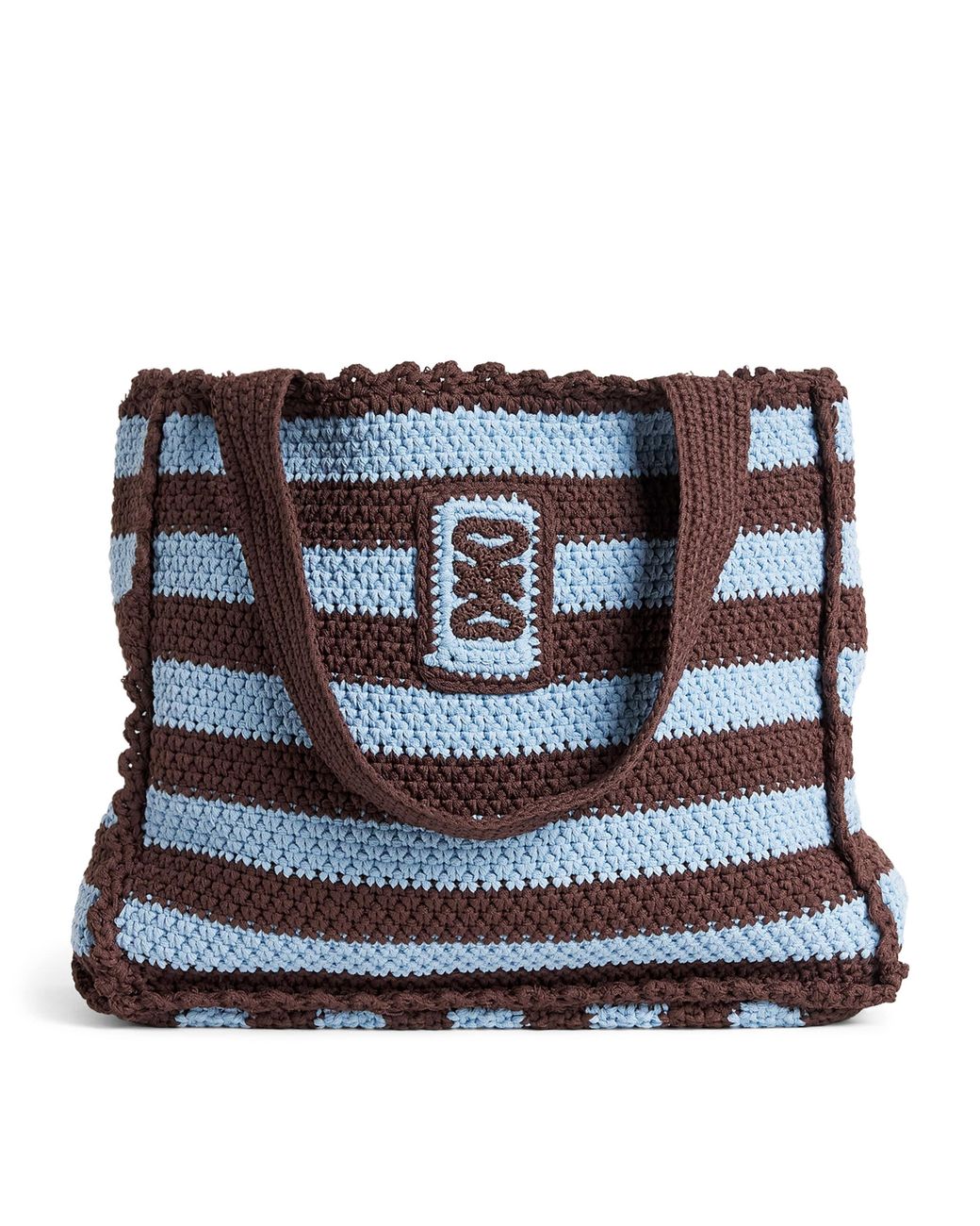 Sandro Black Crochet Stripe Tote Bag