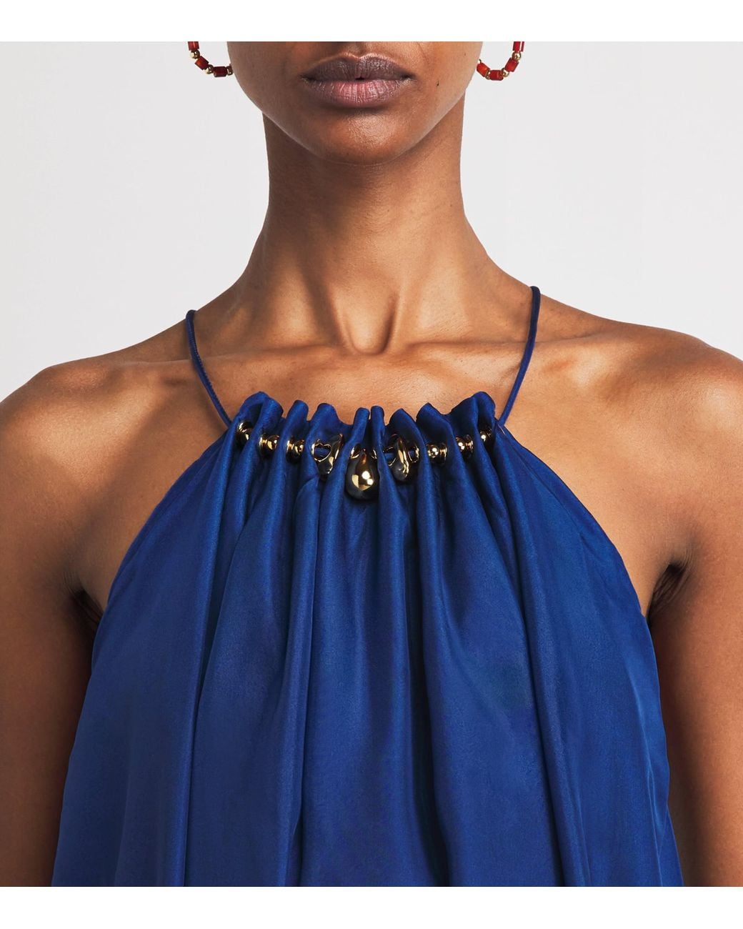 Zimmermann Blue Silk Halterneck Aster Maxi Dress