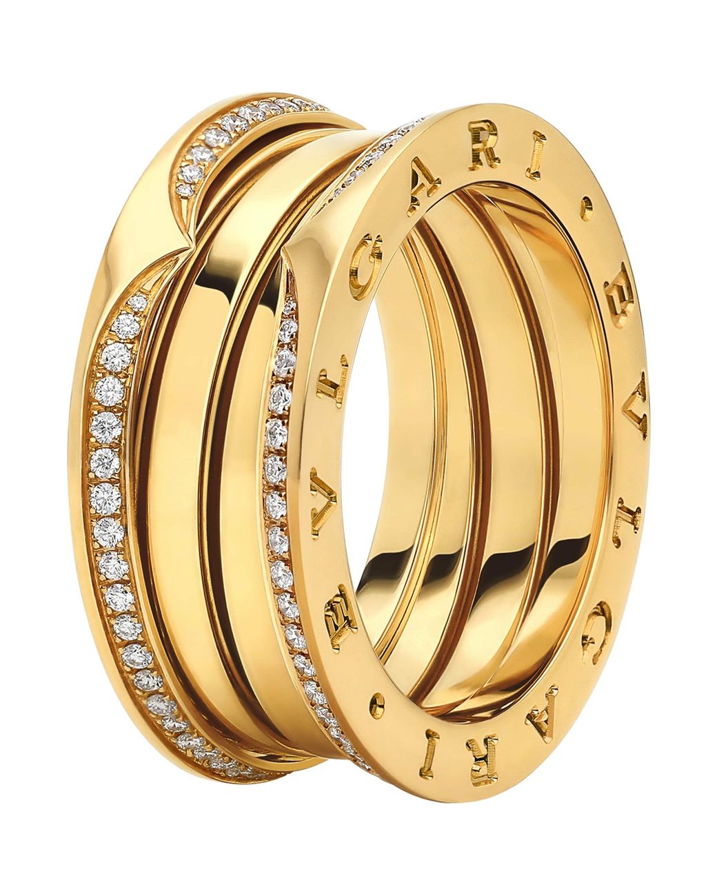 BVLGARI Metallic And Diamond B.Zero1 Three-Band Ring