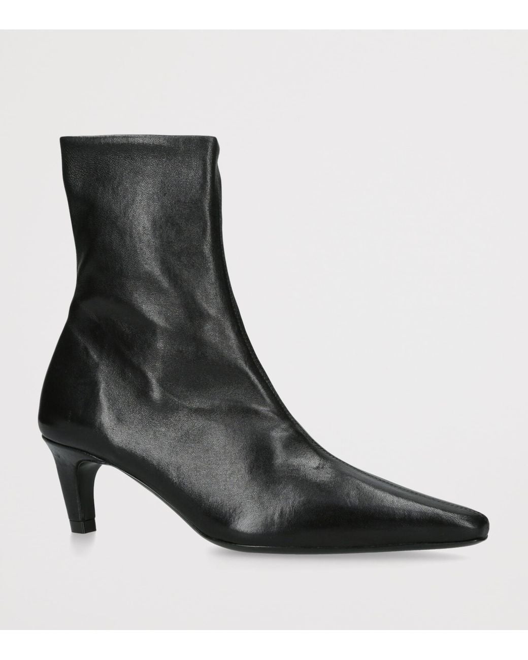 Jude Black Leather Cave Ankle Boots 55