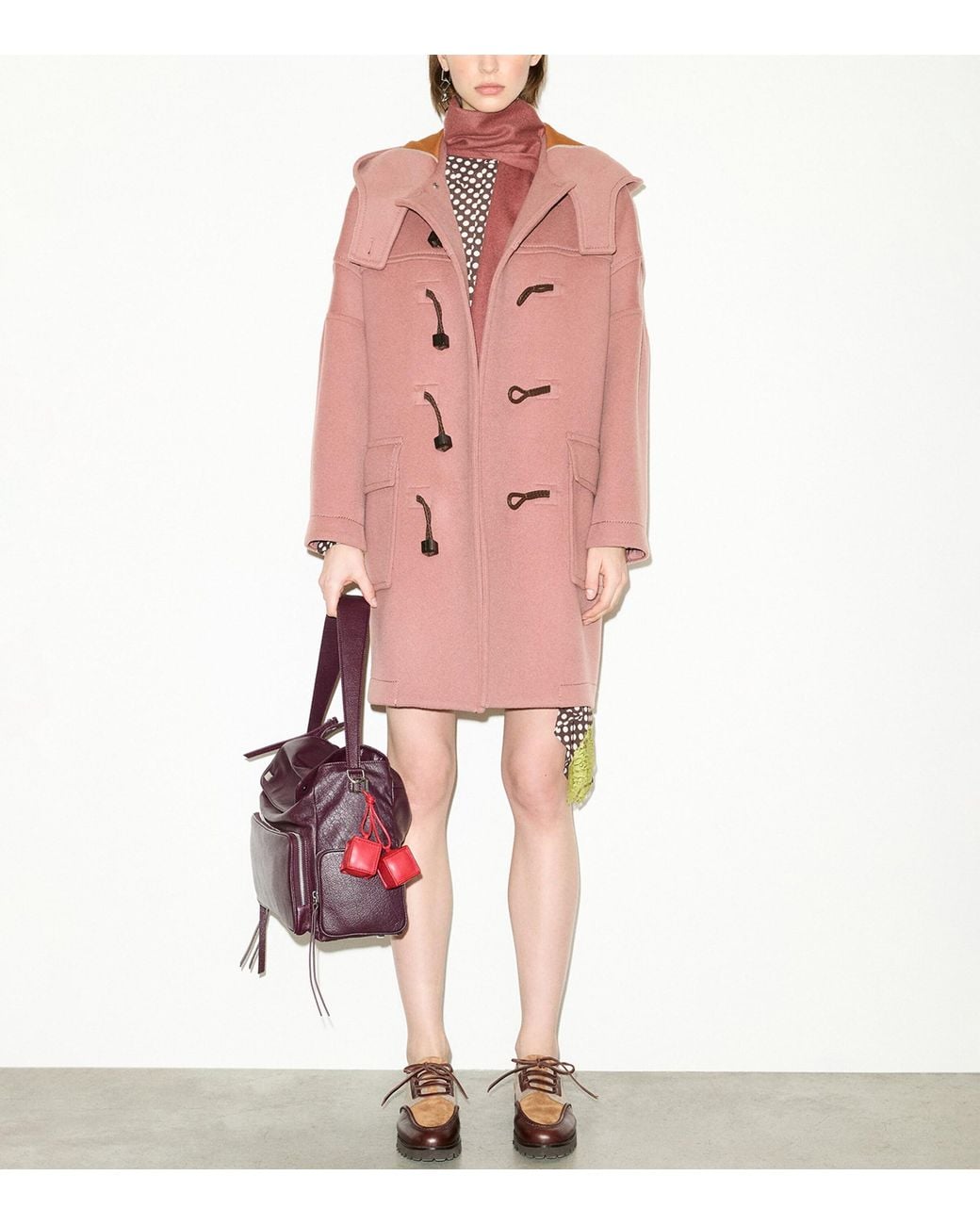 MAX&Co. Pink Virgin Wool Blend Hooded Duffle Coat