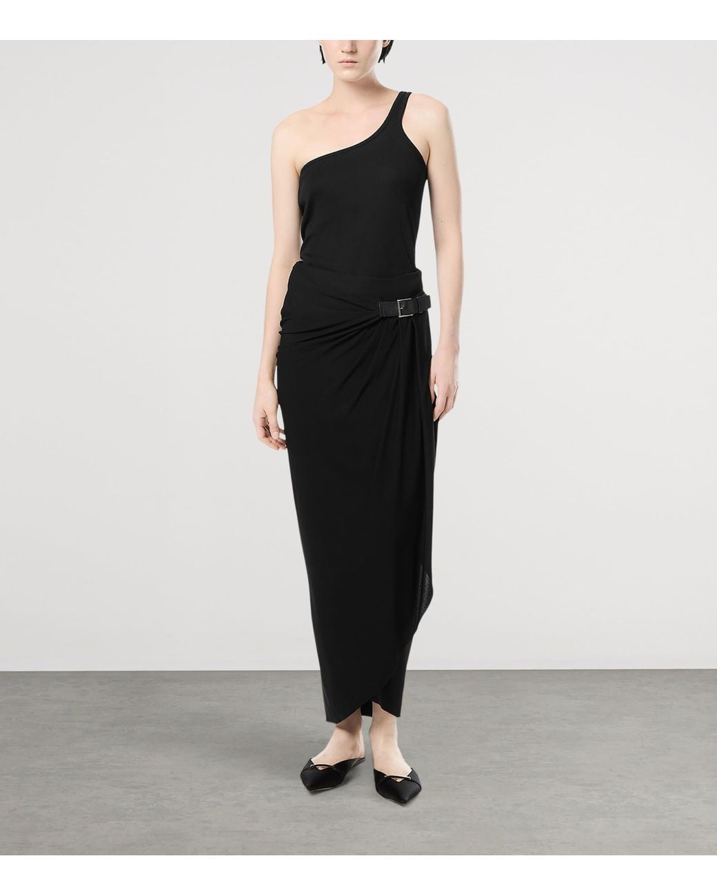 Tom Ford Black Crepe Jersey Midi Wrap Skirt