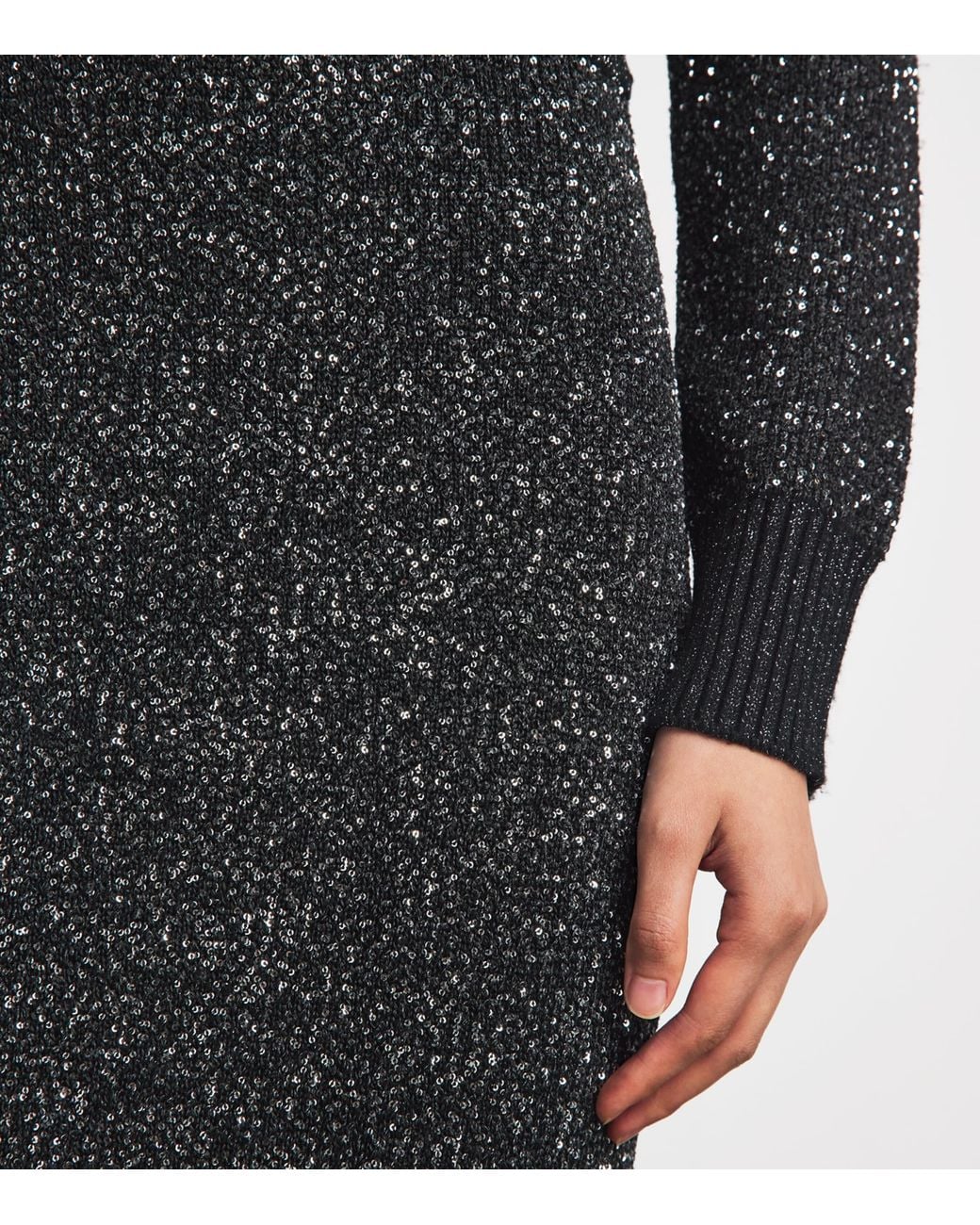 Toccin Gray Knitted Sequin Alisha Midi Skirt