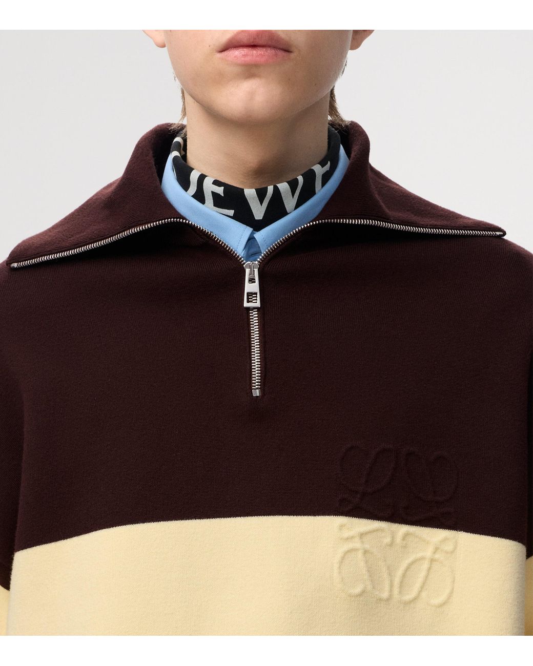 Loewe Brown Two-Tone Quarter-Zip Sweater for men