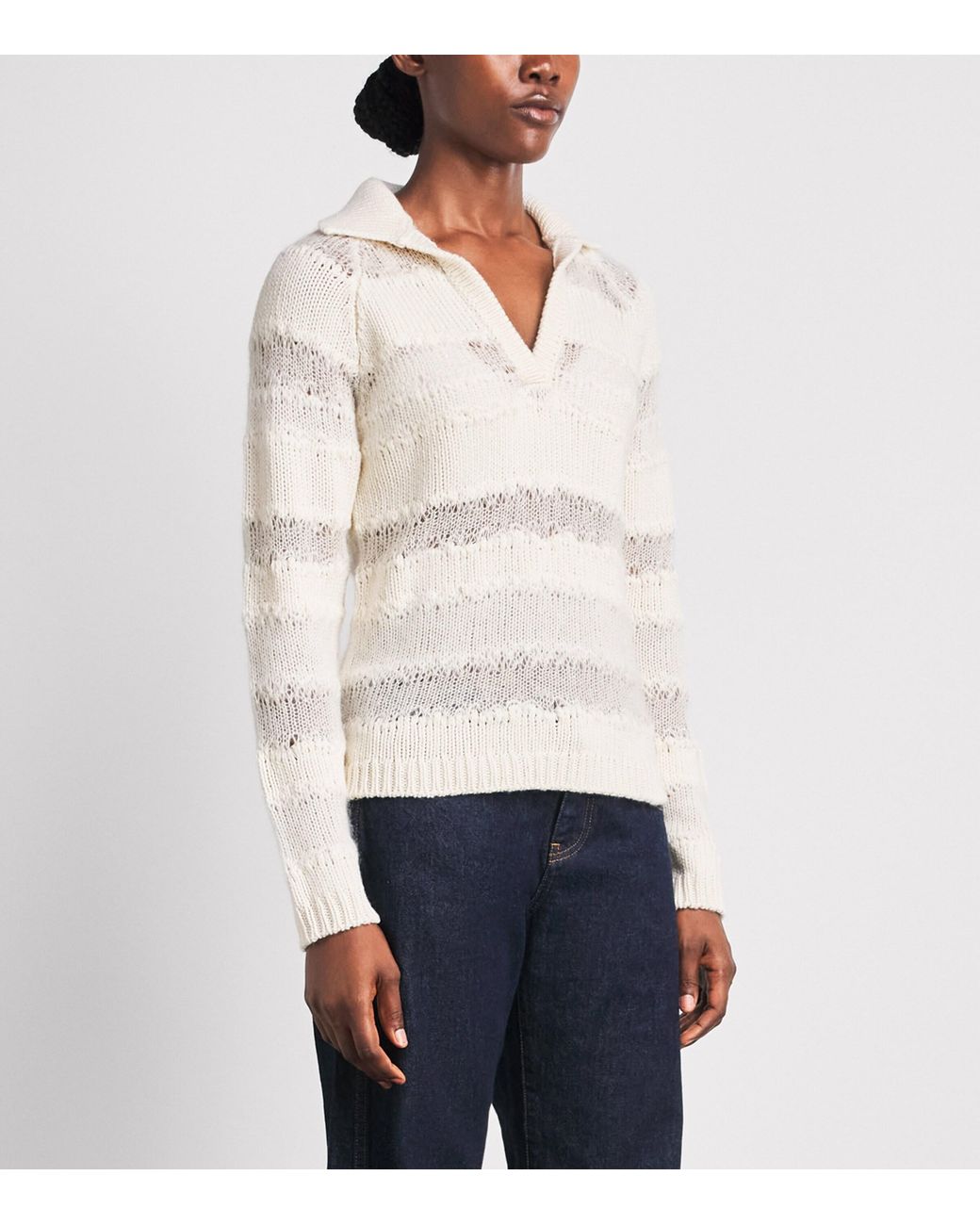 Fabiana Filippi White Merino Wool-Blend Polo Sweater
