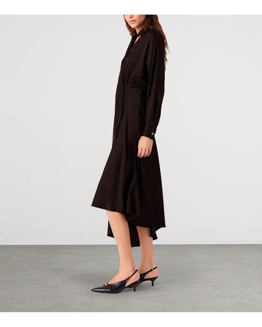 Maje Black Pussybow Midi Dress