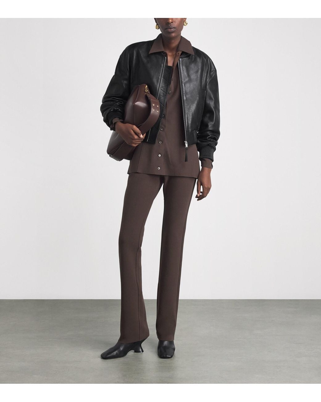 Arma Black Hannah Leather Bomber Jacket