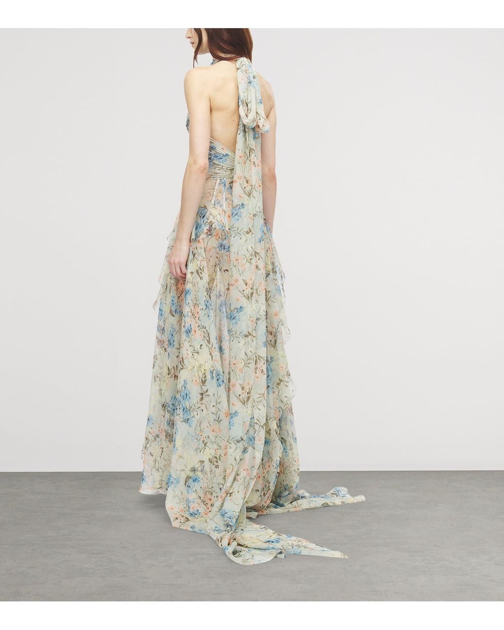 McQueen White Silk Floral Maxi Dress