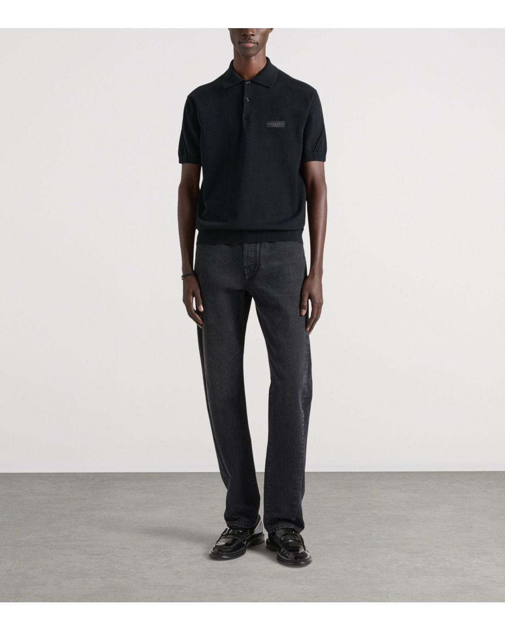 Givenchy Black Cotton Couture Seam Polo Shirt for men