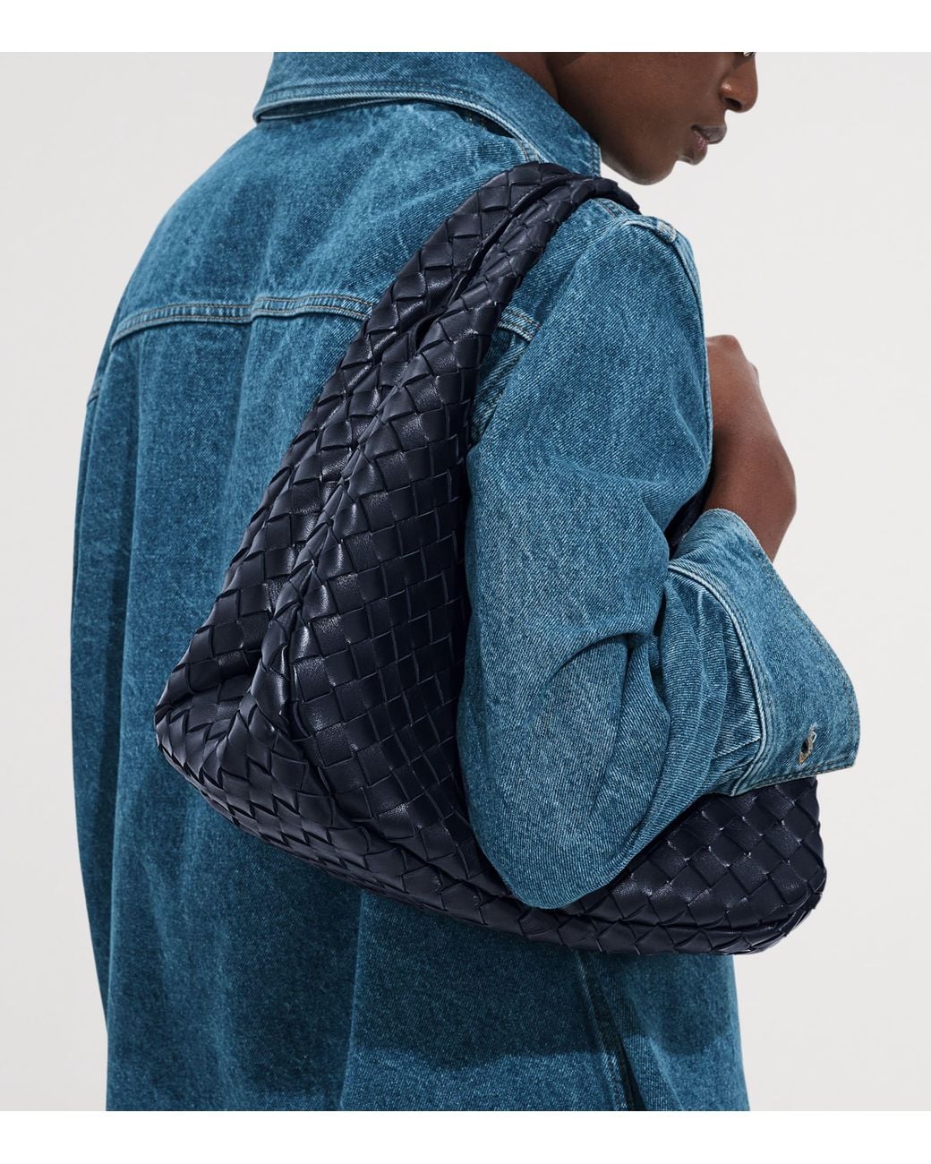 Bottega Veneta Blue Medium Leather Campana Shoulder Bag