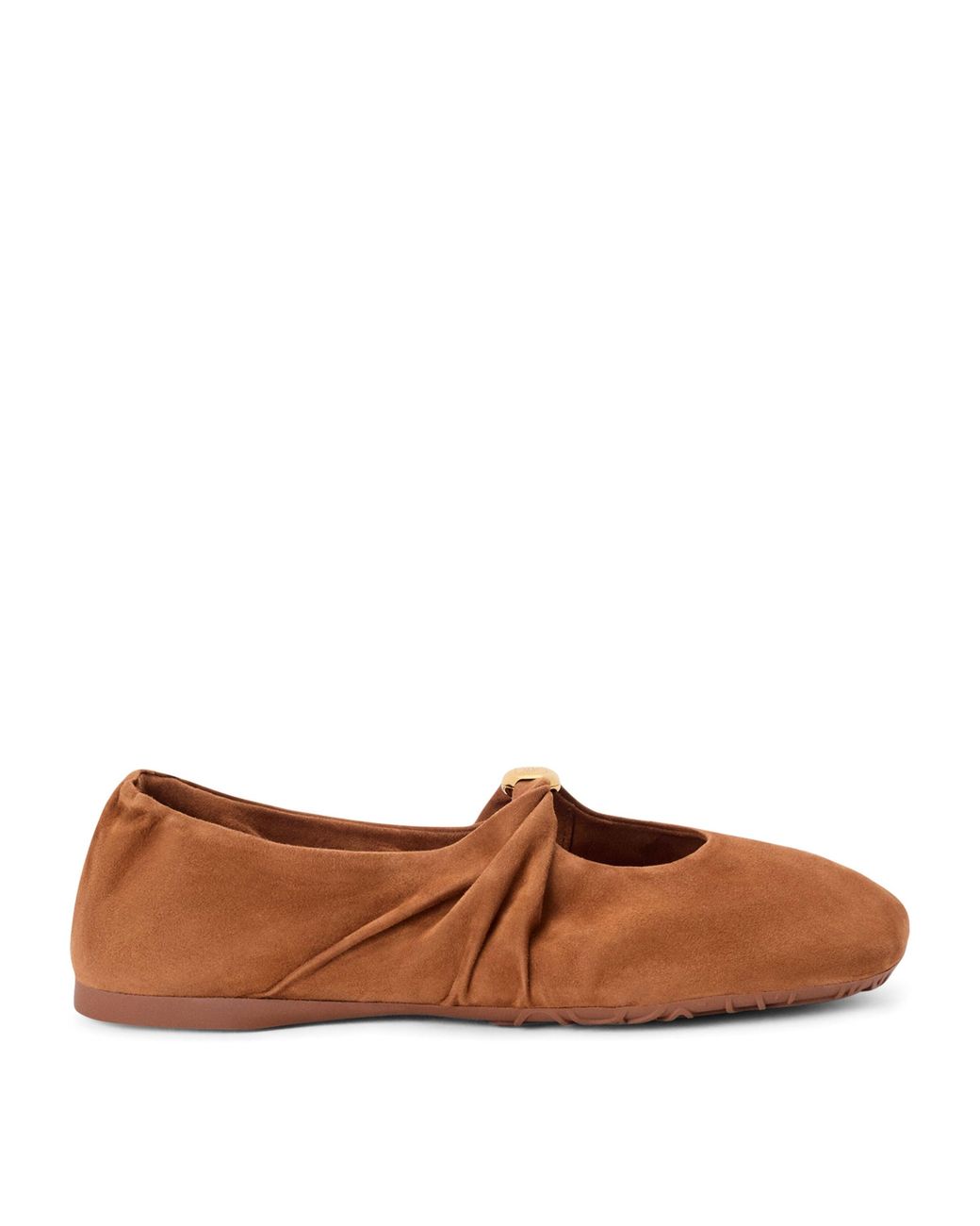 Loewe Brown Suede Pebble Soft Ballet Flats