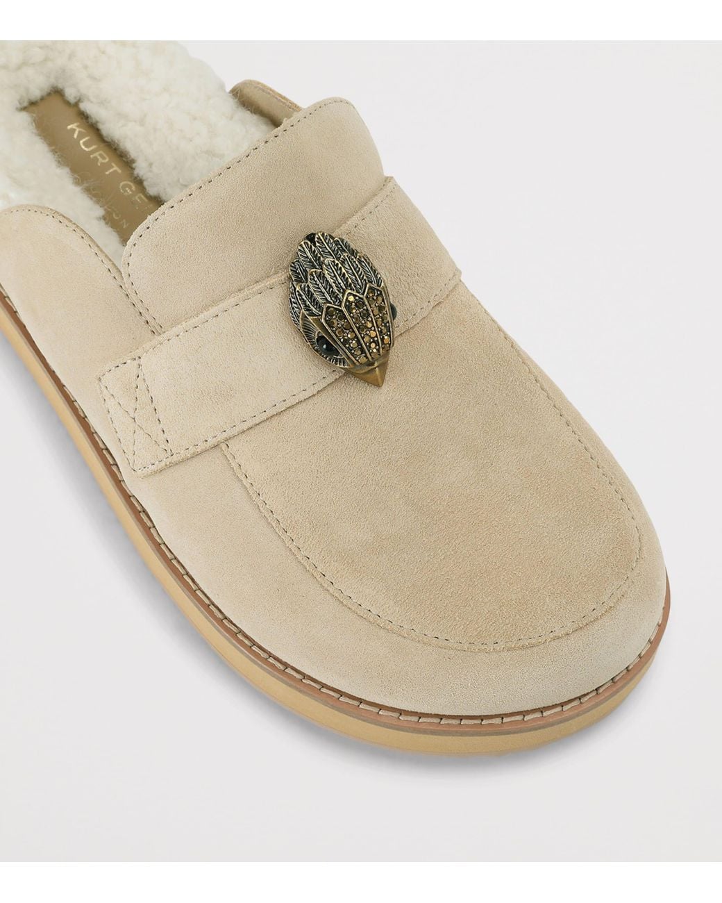 Kurt Geiger Natural Suede Eagle Clog Mules