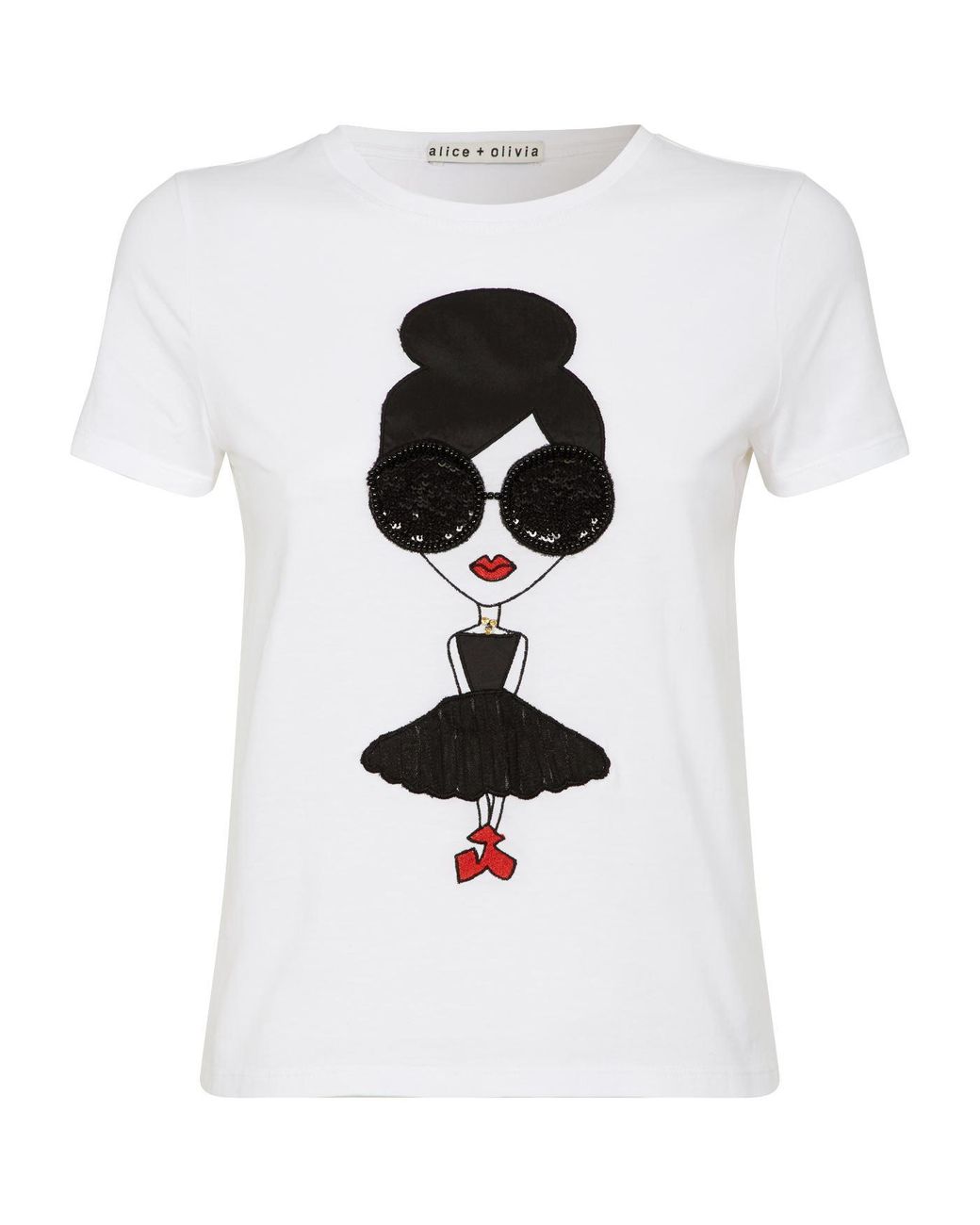 Alice + Olivia Stace Face Cotton T-shirt in White | Lyst Alice + Olivia Stace Face Cotton T-shirt in White | Lyst