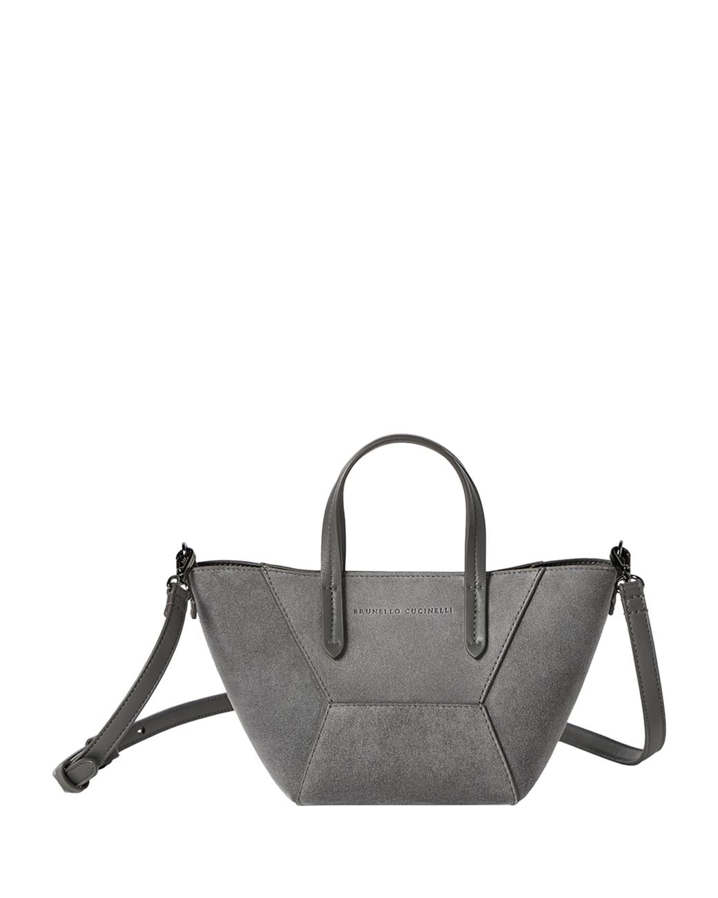 Brunello Cucinelli Gray Mini Suede Bc Duo Tote Bag