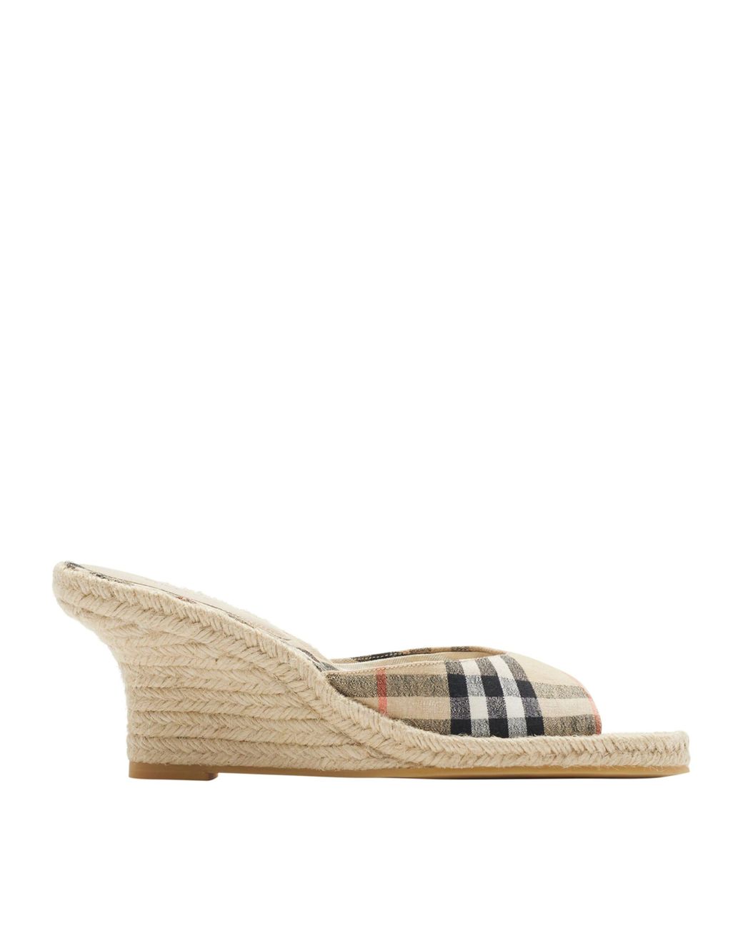 Burberry Natural Check Mews Wedge Mules 65