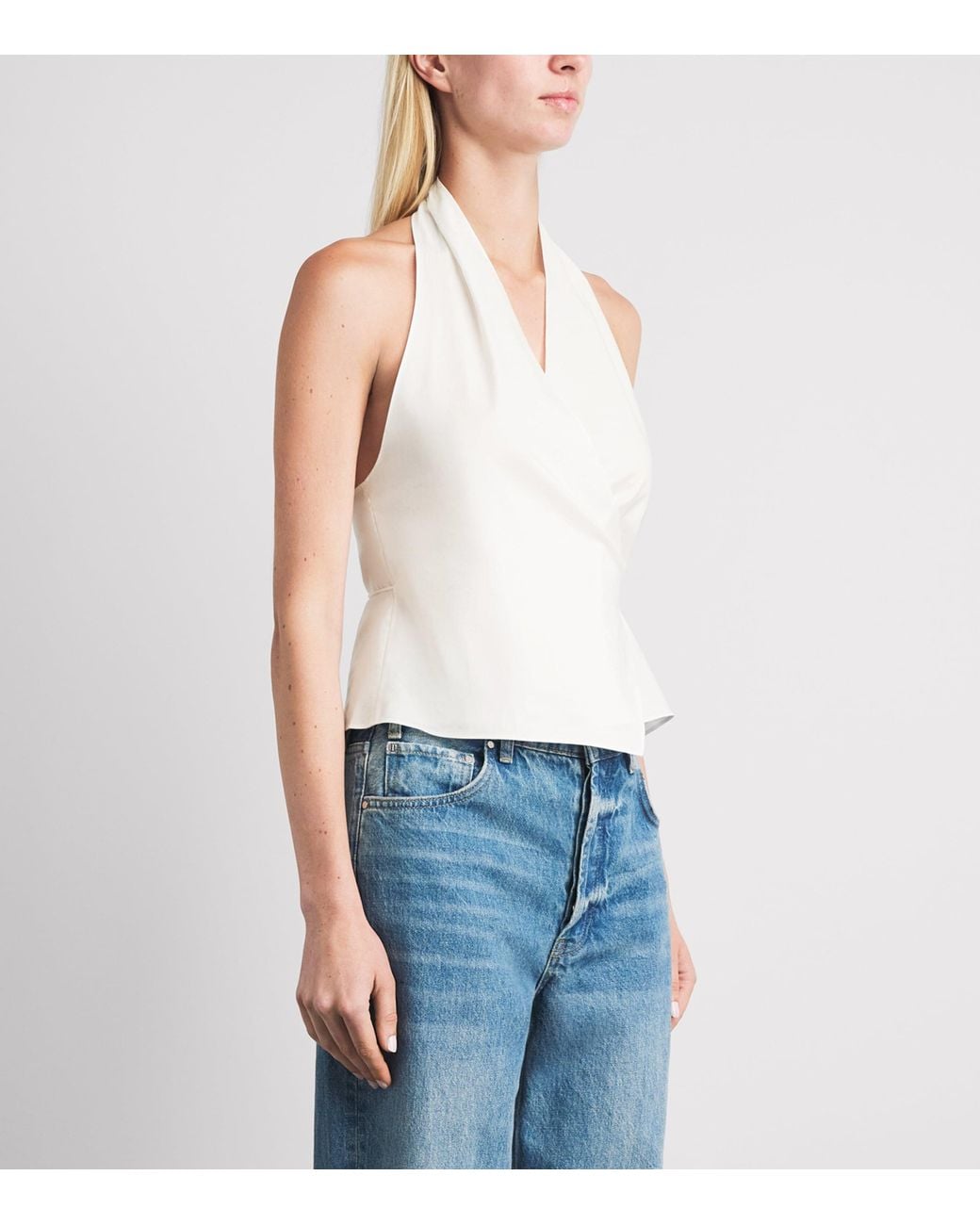 St. Agni White Organic Cotton Oxford Wrap Top