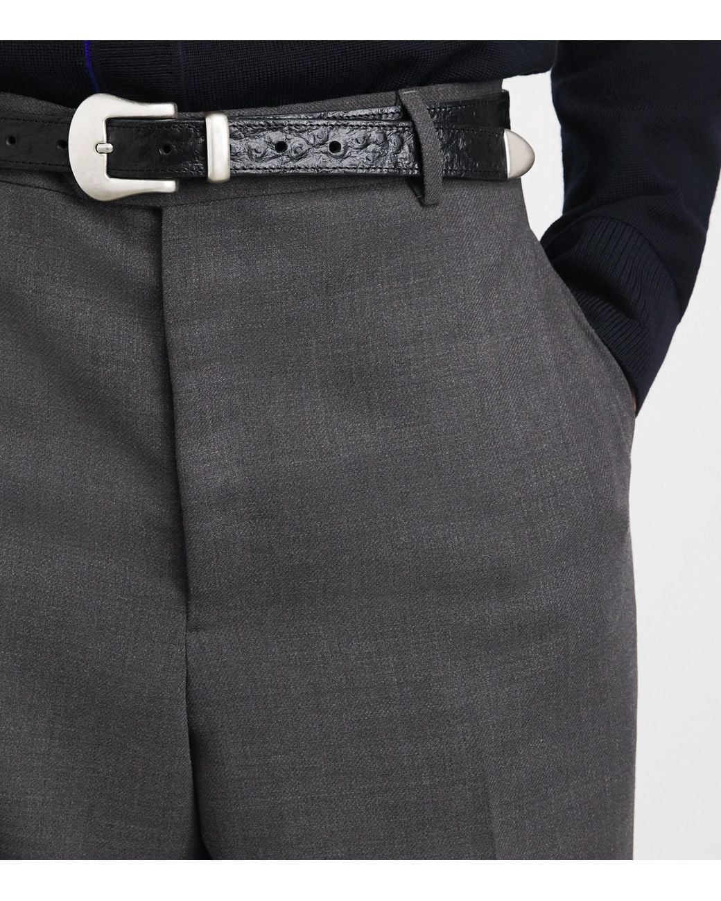 Paul Smith Gray Wool Relaxed Pleated Trousers for men