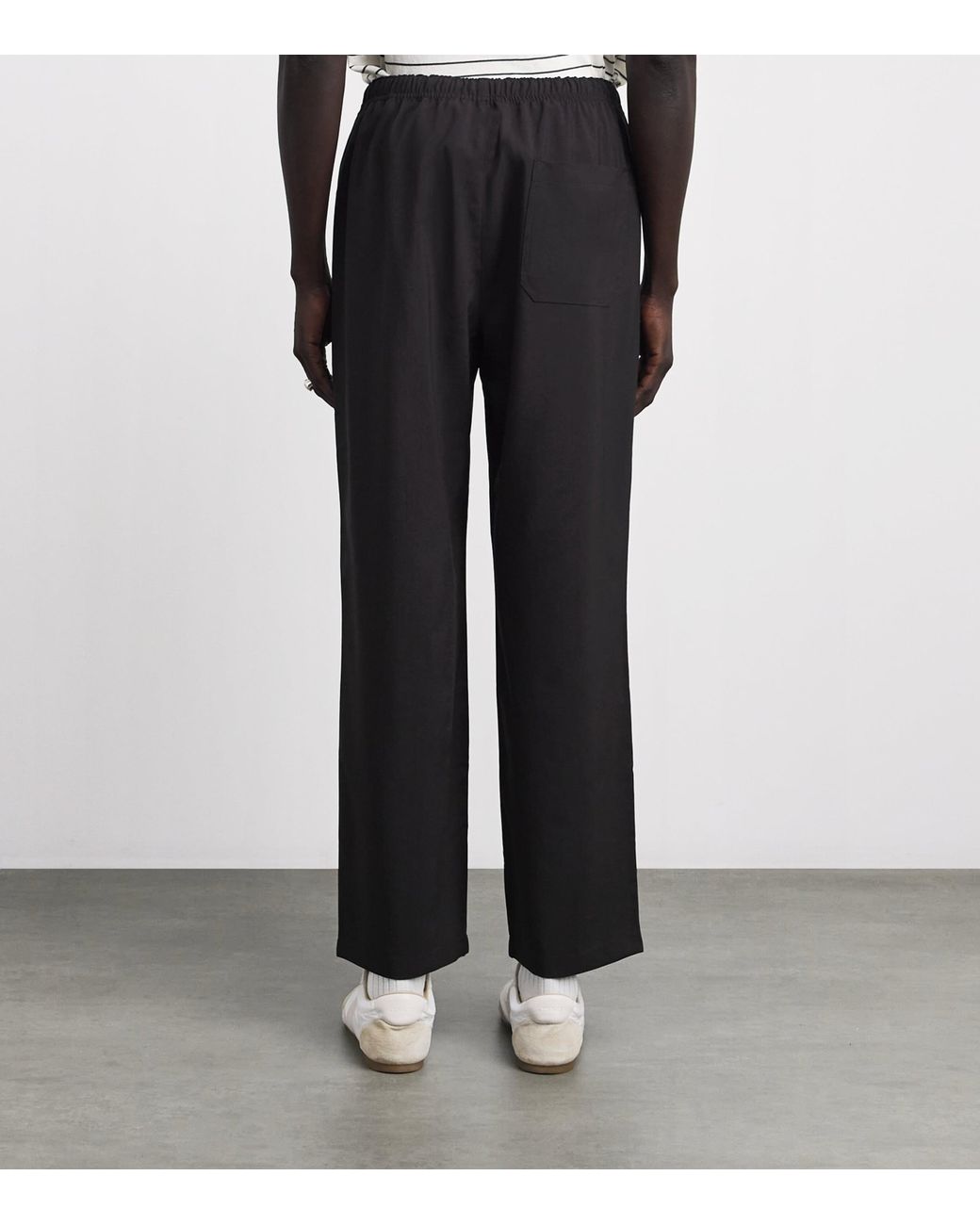 FRAME Black Wool-Blend Pleated Trousers for men